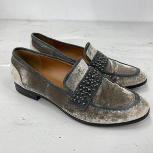 Franco Sarto Grey stud Velvet loafers 8